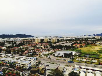 High angle view of townscape against sky