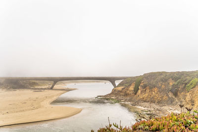 Scenic view of beach against clear sky