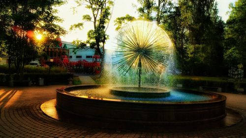 View of fountain in park