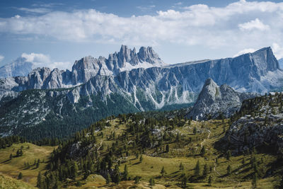 Scenic view of mountain range against sky