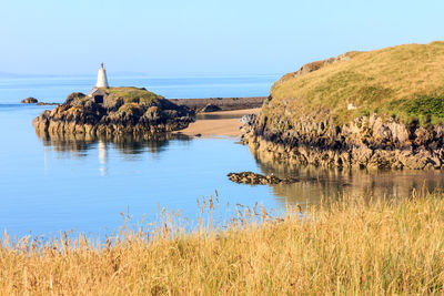 Scenic view of sea against clear sky