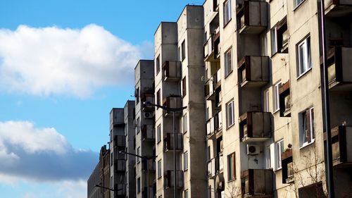 Low angle view of buildings against sky