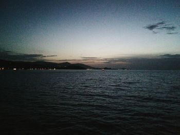 Scenic view of sea against sky at sunset