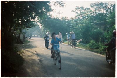 People walking on road