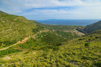 High angle view of landscape against sky