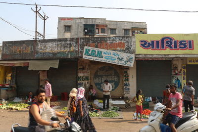 Group of people in front of building