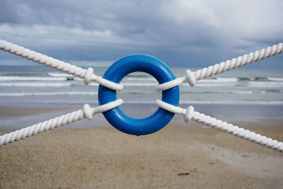 Close-up of rope tied on boat