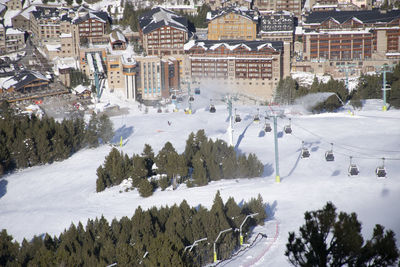 High angle view of snow covered landscape