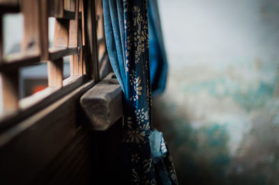 Close-up of rope hanging on boat