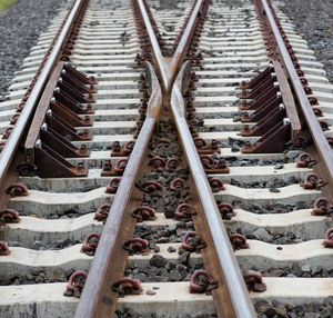 High angle view of railroad tracks during winter