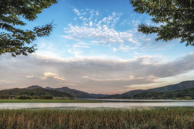 Dumulmeori which means two water area river view taken during fall. yangpyeong, south korea