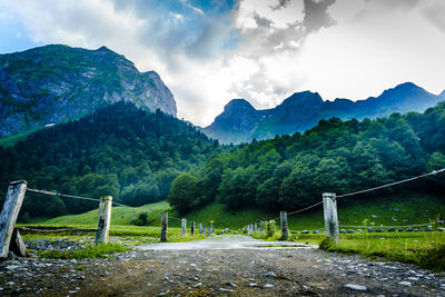 Scenic view of mountains against sky