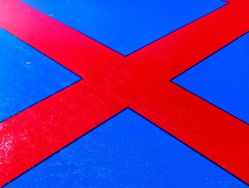 Close-up of red blue wall