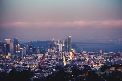 Illuminated cityscape at night