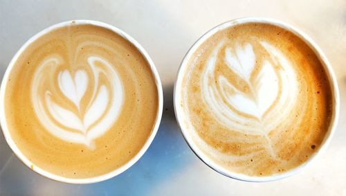 Close-up of cappuccino on table