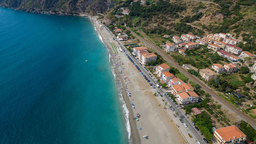 High angle view of beach against sky
