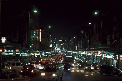 Traffic on street at night