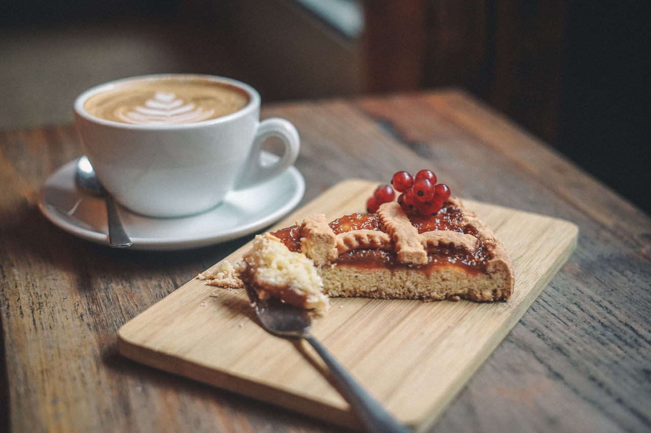 CLOSE-UP OF BREAKFAST ON COFFEE TABLE