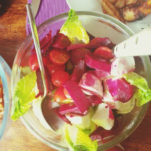 High angle view of salad in plate