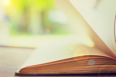 Close-up of open book on table