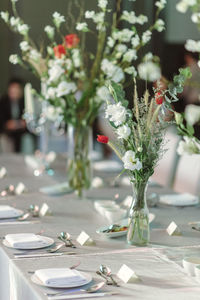 Close-up of flower vase on table