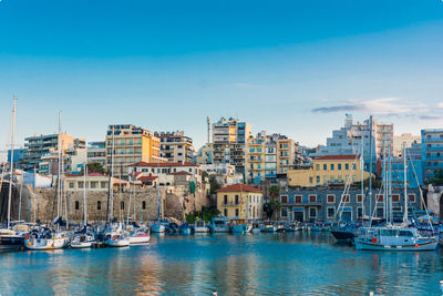 The small town of heraklion in crete, greece is a favourite tourist destination