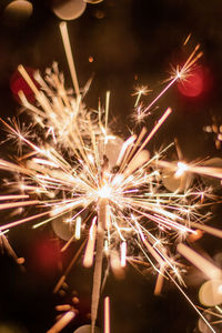 Firework display at night