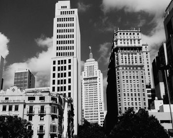 Low angle view of buildings against sky in sao paula