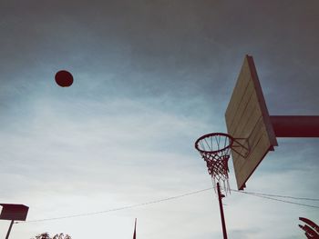 Low angle view of basketball hoop against sky