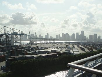 View of buildings against cloudy sky