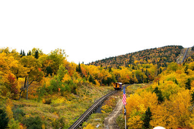 Cog train going up the mountain