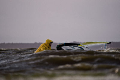 Wingsurfing session in storm 