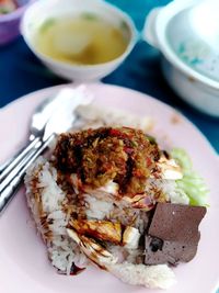 Close-up of meal served in plate