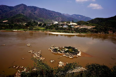 Scenery along the mekong river border thailand - lao people's democratic republic