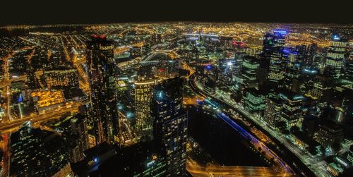 Illuminated cityscape at night