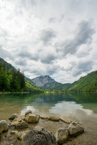 Scenic view of lake against sky