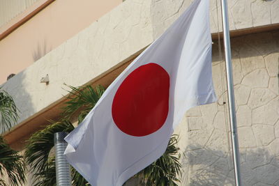 High angle view of flag against white wall