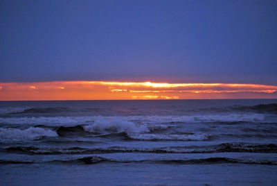 Scenic view of sea against sky during sunset