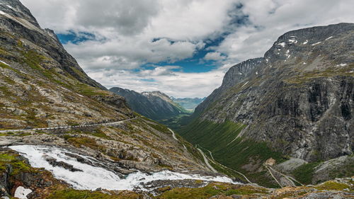 Scenic view of mountains against sky