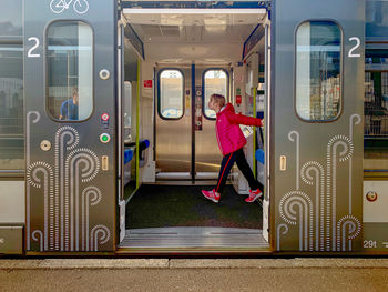 Train at railroad station platform