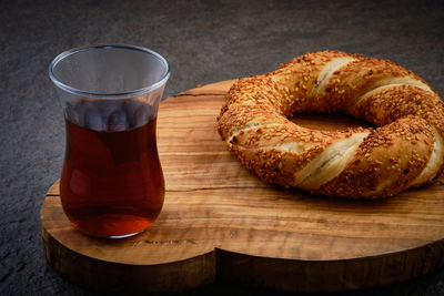 Close-up of donut on table