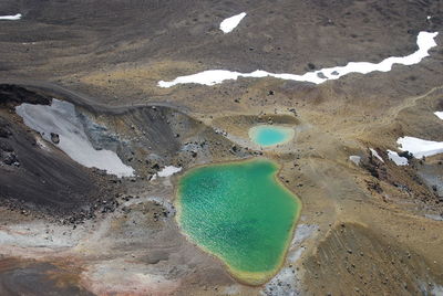 High angle view of water on land