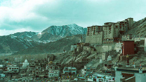 High angle view of townscape against sky