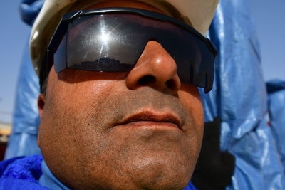 Close-up portrait of man with ice cream