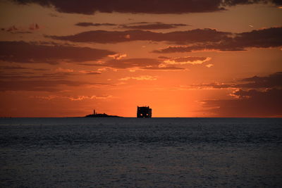 Scenic view of sea at sunset