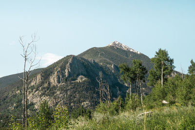 Scenic view of mountains against clear sky