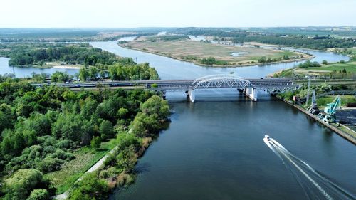 High angle view of bridge over river