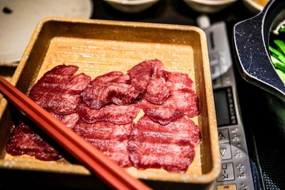 Close-up of food on table