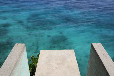 High angle view of swimming pool by sea