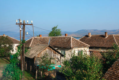 Rustic houses serbia . balkan village with traditional houses . old houses with tiled roofs